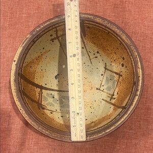 Handcrafted pottery stoneware, bowl in brown and cream